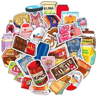 50 מדבקות kawaii חמודות בעיצוב חטיפים ומשקאות