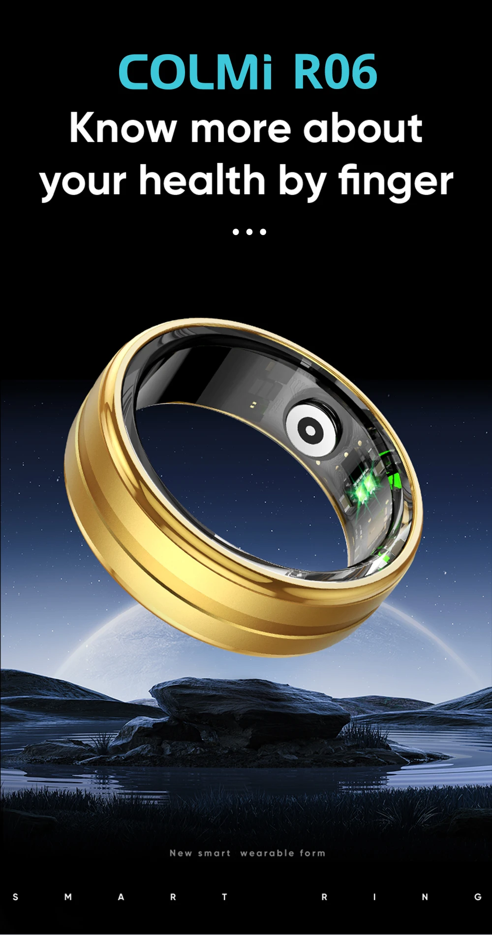 COLMI R06 Smart Ring Men Women, Heart Rate and Blood Oxygen Monitor, IP68 & 5ATM Waterproof, Multi-sport Mode