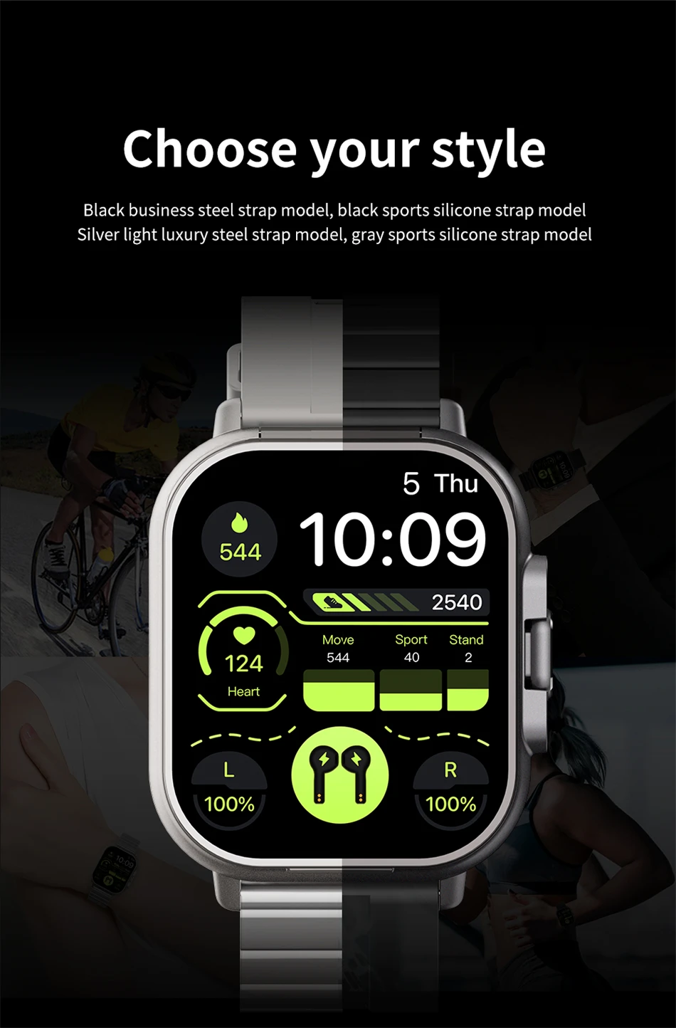 Smart Watch 2 in 1 With Earphone Smartwatch Bluetooth Call Men Watch GPS Track Heart Rate Monitor Play Music SmartWatch