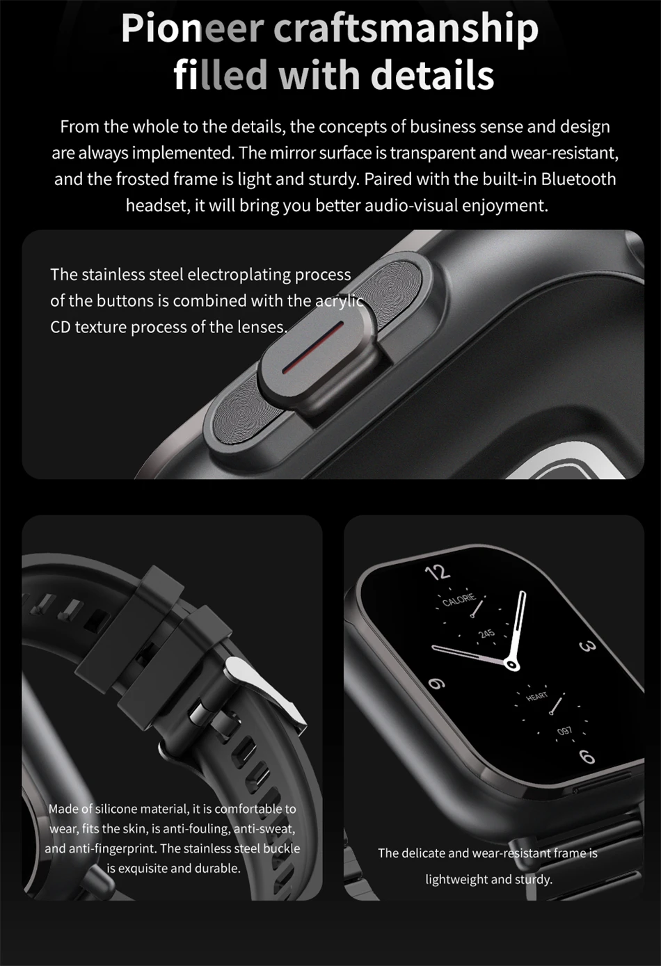 Smart Watch 2 in 1 With Earphone Smartwatch Bluetooth Call Men Watch GPS Track Heart Rate Monitor Play Music SmartWatch