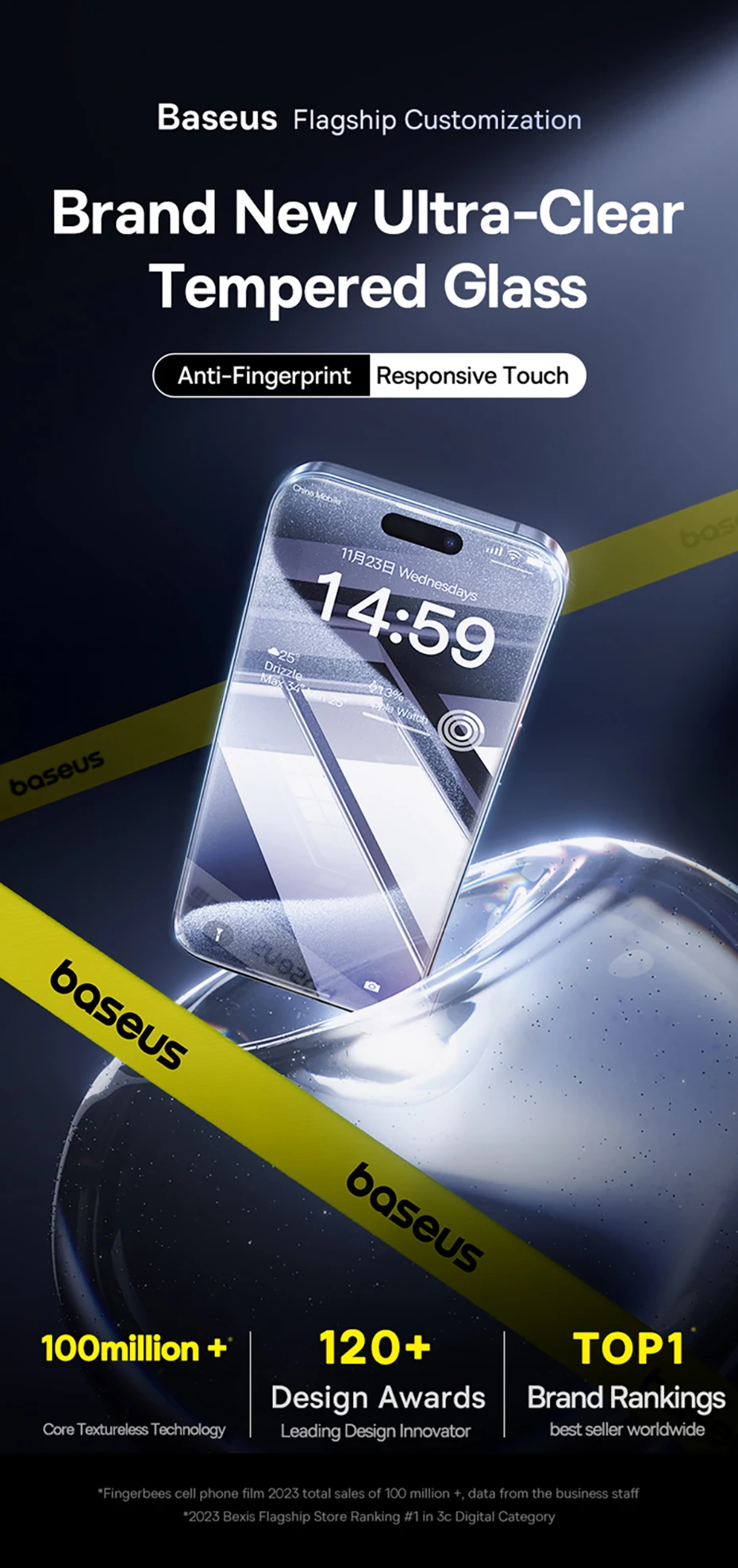 Baseus Tempered Glass for iPhone 16 Pro Max Plus Screen Protector for iPhone 15 14 13 12 11 Pro Max Clear Edge Anti-Peeping Film