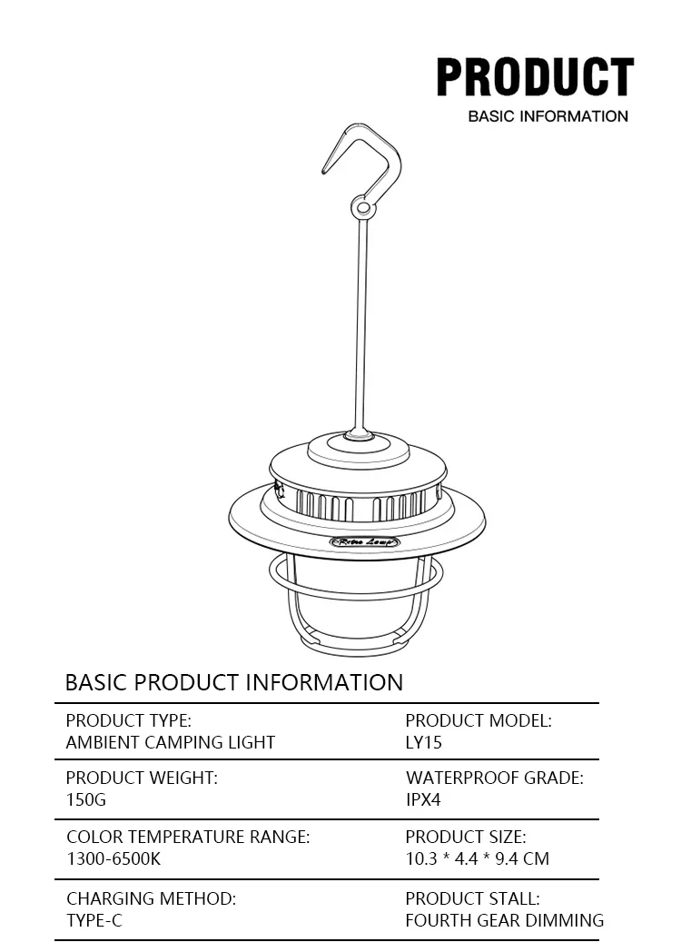 Retro Portable Camping Lantern Waterproof Emergency Light Stepless Dimmable Hanging Tent Lamp for Outdoor Hiking
