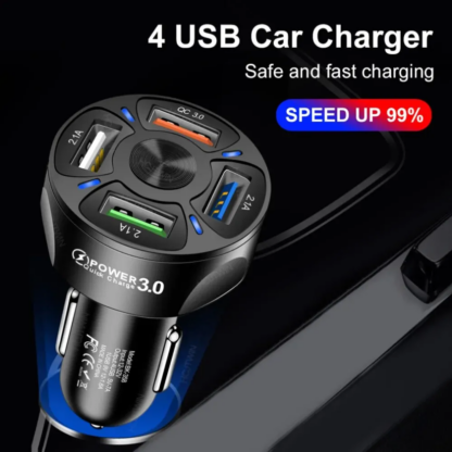 ⁦מטען מהיר לרכב בתקן QC3.0 עם 4 כניסות USB⁩ – תמונה ⁦4⁩