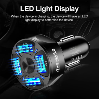 ⁦מטען מהיר לרכב בתקן QC3.0 עם 4 כניסות USB⁩ – תמונה ⁦5⁩