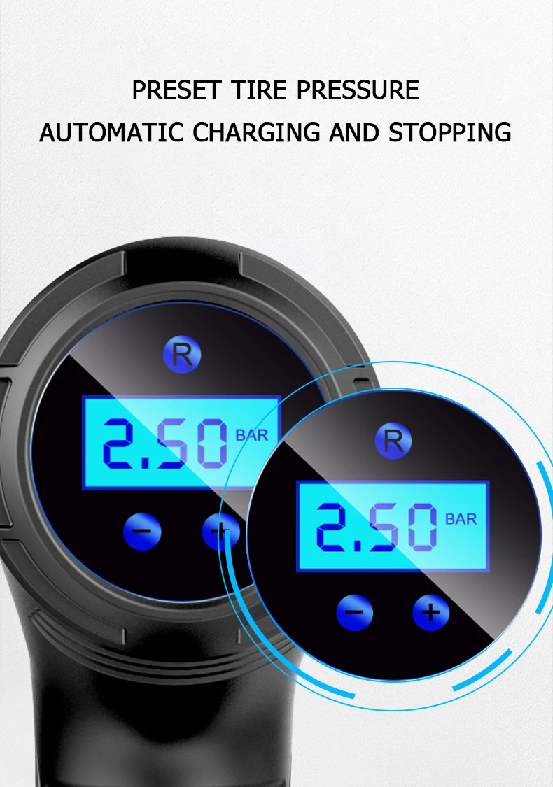 Car Mounted Inflation Pump Handheld Smart Home Car Motorcycle Portable Tire Inflation Pump Black Portable