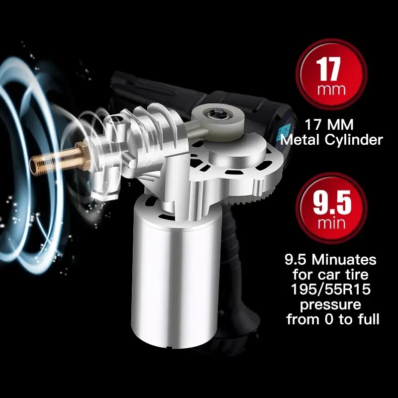 Car Mounted Inflation Pump Handheld Smart Home Car Motorcycle Portable Tire Inflation Pump Black Portable