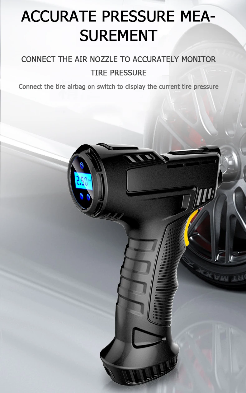 Car Mounted Inflation Pump Handheld Smart Home Car Motorcycle Portable Tire Inflation Pump Black Portable