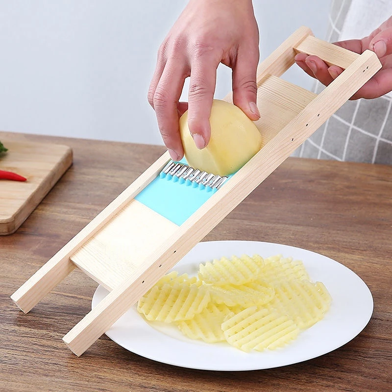 Fries Grid Stainless Potato Grid Steel Potato Kitchen Wooden Home Chip Shred Potato Vegetable French Gadget Cutter Grater Slicer