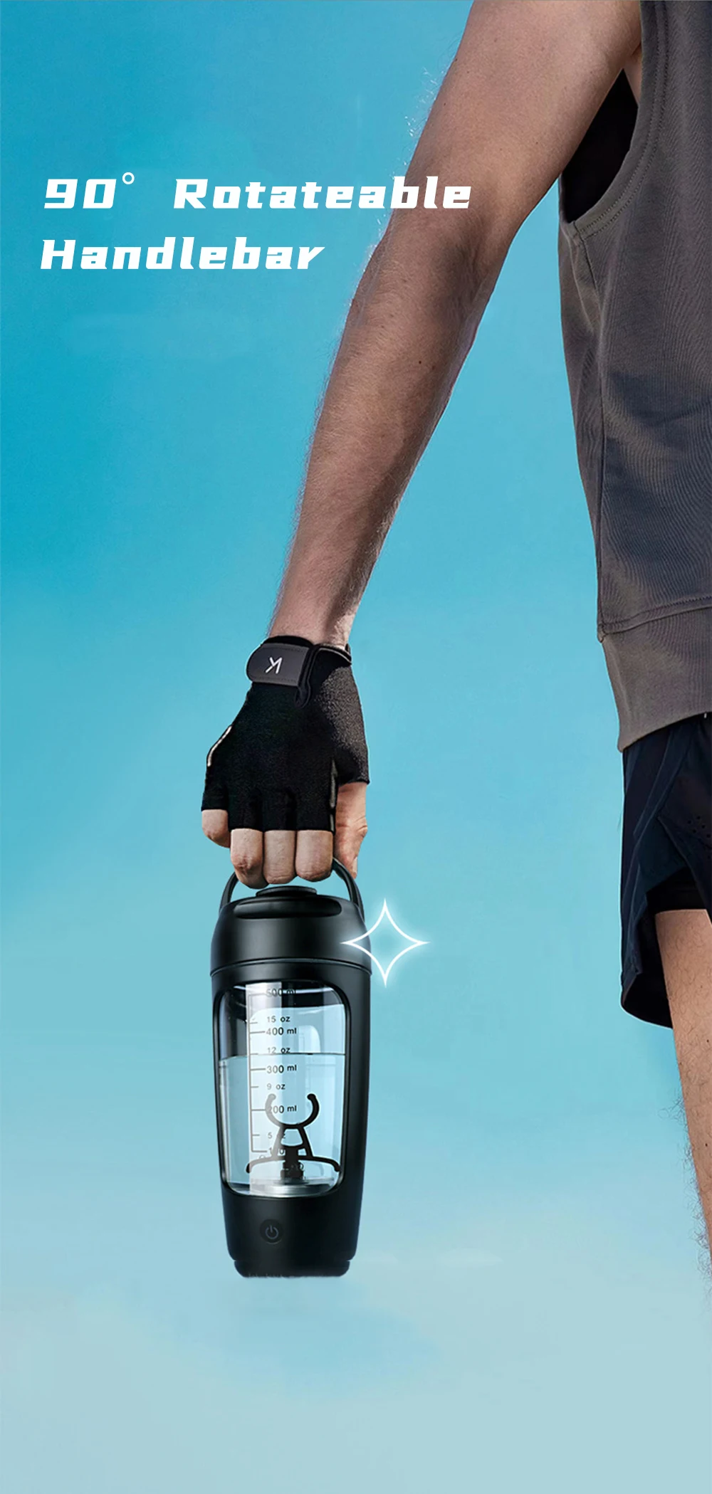 500ML Electric Protein Powder Mixing Cup Automatic Shaker Bottle Mixer Shake Bottle Milk Coffee Blender Kettle fro Gym outdoor