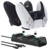 תחנת טעינה כפולה לבקרים עם התאמה ל-Xbox Series X/S, PS5 ול-Nintendo Switch