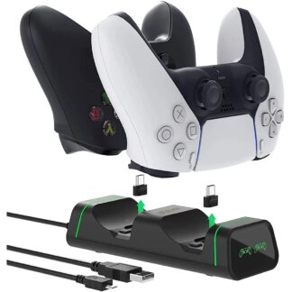 תחנת טעינה כפולה לבקרים עם התאמה ל-Xbox Series X/S, PS5 ול-Nintendo Switch
