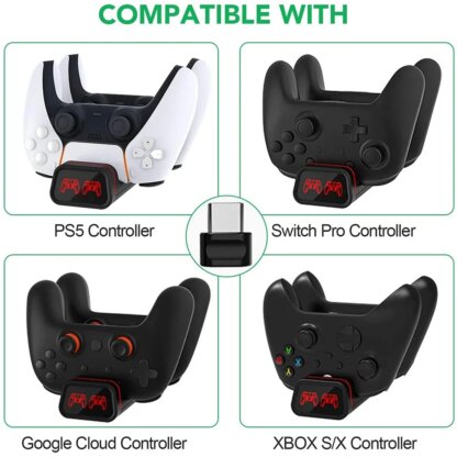 ⁦תחנת טעינה כפולה לבקרים עם התאמה ל-Xbox Series X/S, PS5 ול-Nintendo Switch⁩ – תמונה ⁦2⁩