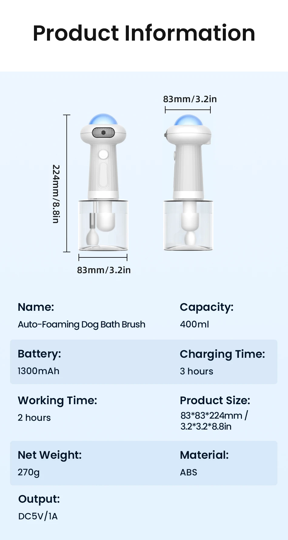 Automatic Foam Making Machine for Pet USB Charging Smart Cat Soap Dispenser for Dog Pet Rechargeable Shower Accessories