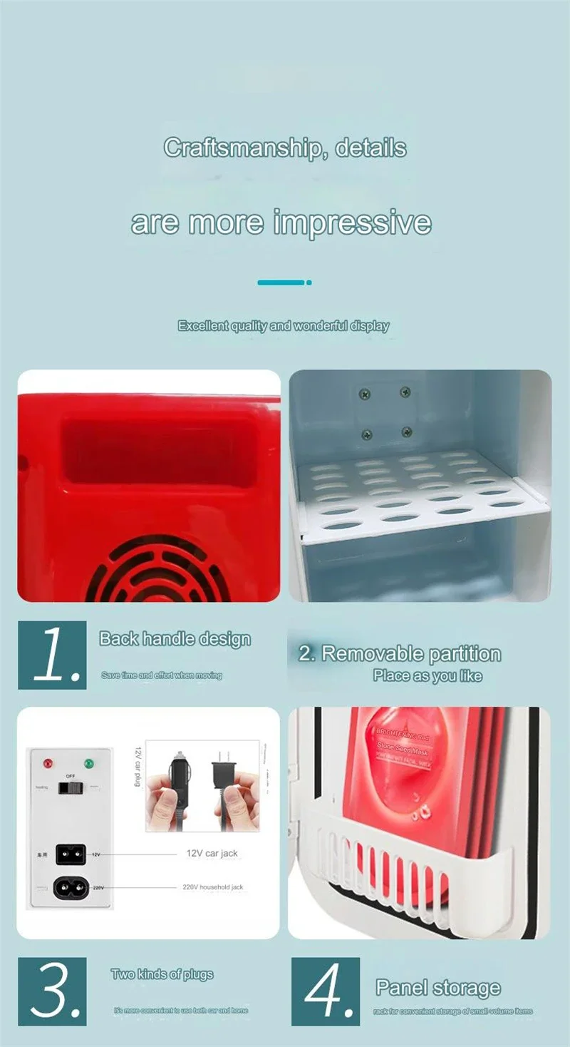 6L Mini Refrigerator Coca-Cola Multifunction Cosmetic Dormitory Warmer Cooler Fridge for Home Car Small Portable Fridge 12V/220V