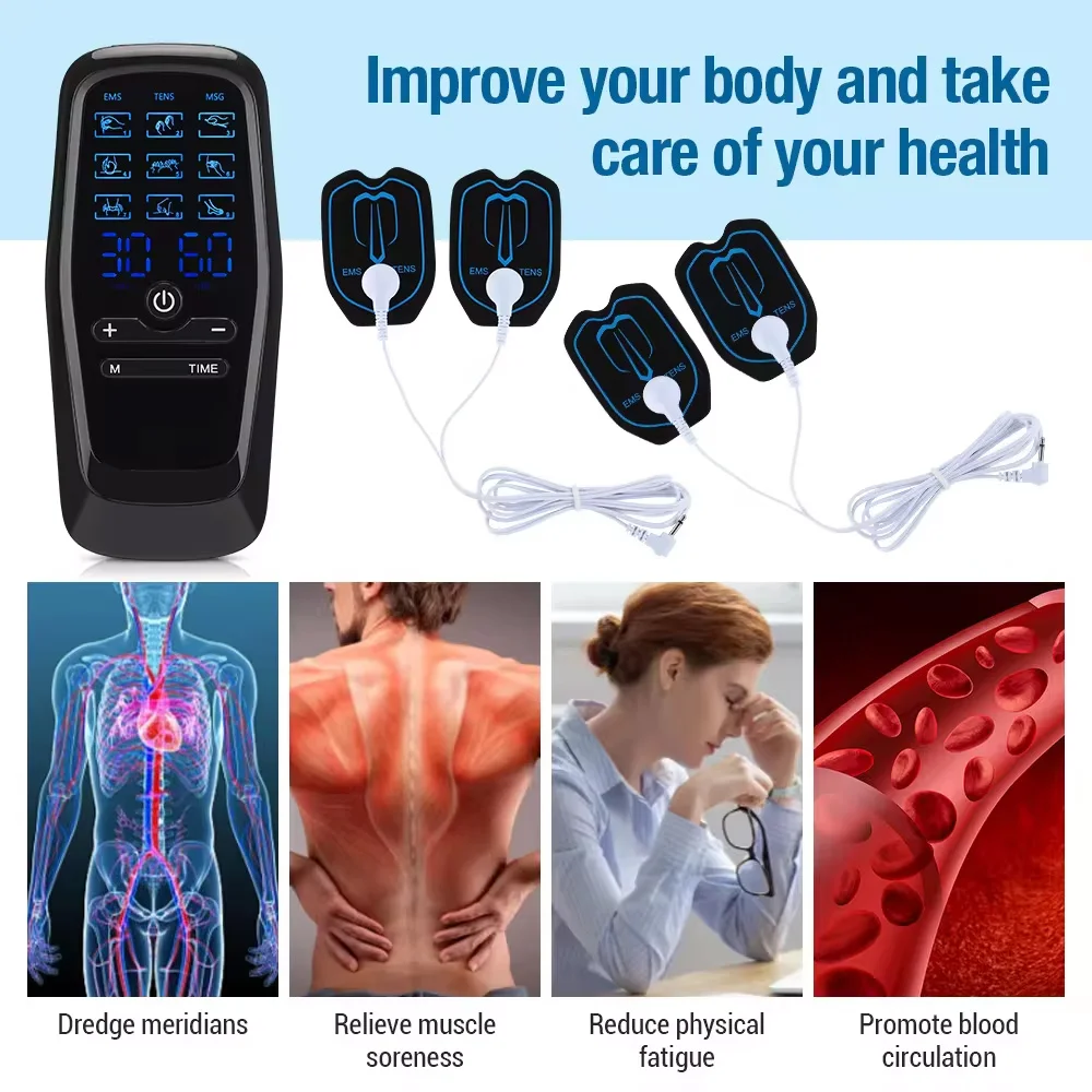 Physiotherapy TENS Electric Muscle Stimulator EMS Acupuncture Body Massage Digital Meridian Therapy Slimming Machine Pain Relief