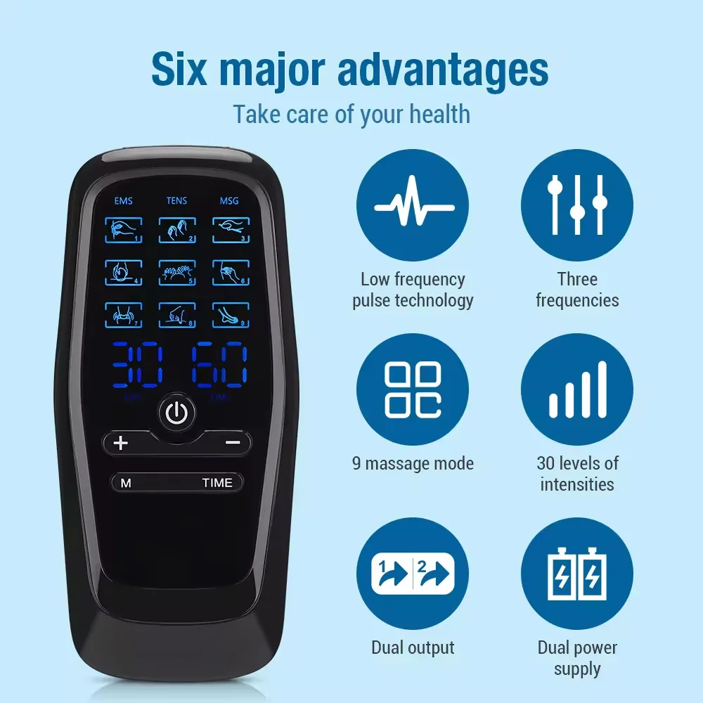 Physiotherapy TENS Electric Muscle Stimulator EMS Acupuncture Body Massage Digital Meridian Therapy Slimming Machine Pain Relief