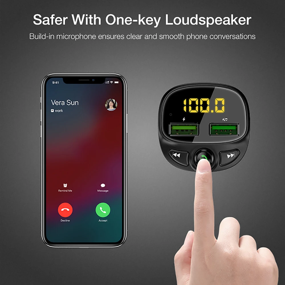 New Car Mp3 Bluetooth Car Car Charger Dual USB Car Cigarette Lighter QC3.0 Car Charger Fast Charge