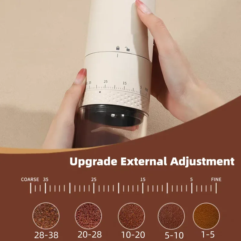 Electric Coffee Grinder 1500mAh Conical Coffee Burr Grinder Externally Adjustable Bean Grinding Machine Kaffe Bohnen Grinder