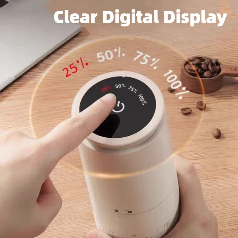 Electric Coffee Grinder 1500mAh Conical Coffee Burr Grinder Externally Adjustable Bean Grinding Machine Kaffe Bohnen Grinder