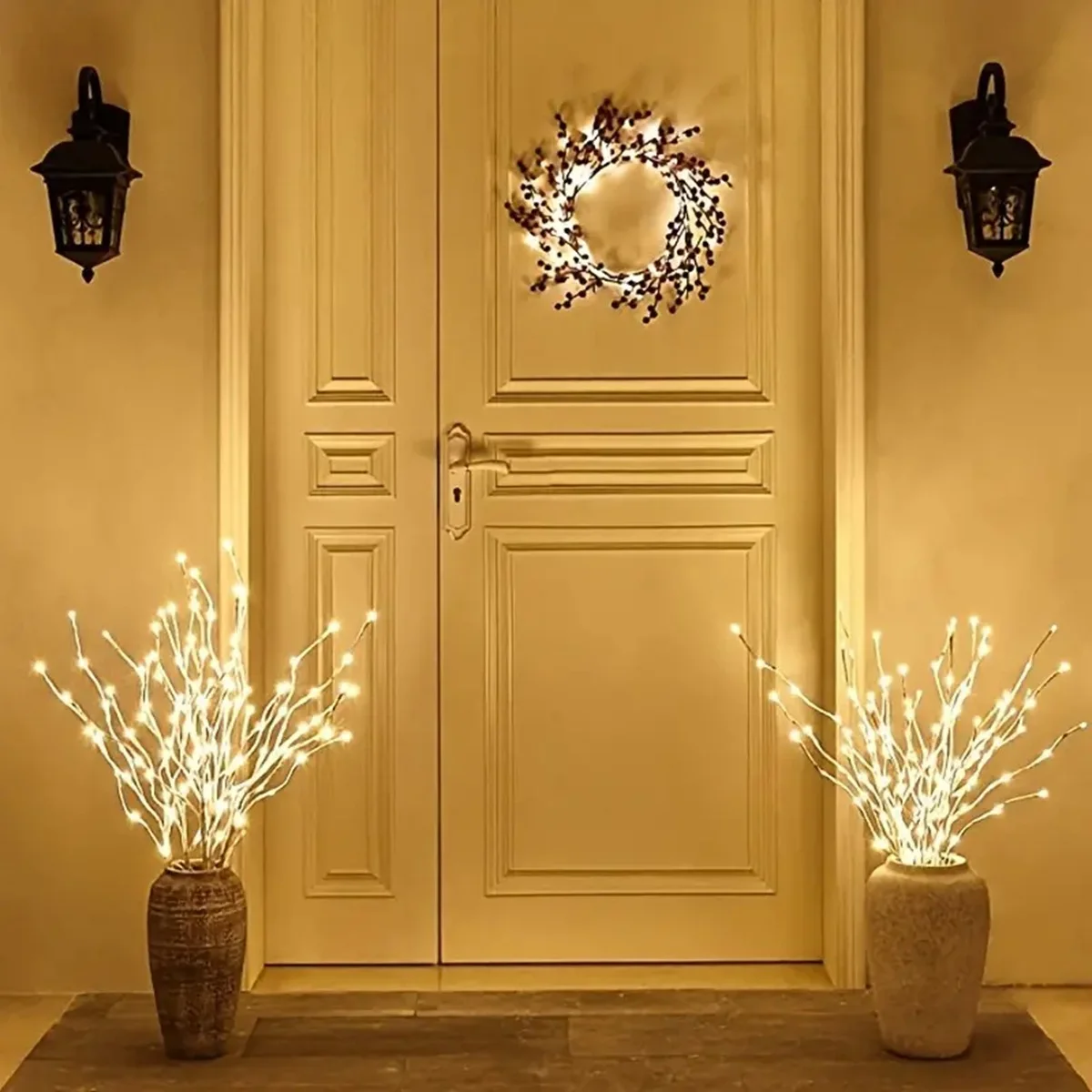White Birch Branch Lights Battery Operated 20 LED Fairy Lights Willow Branches for Home Bedroom Inside Outdoor Decoration