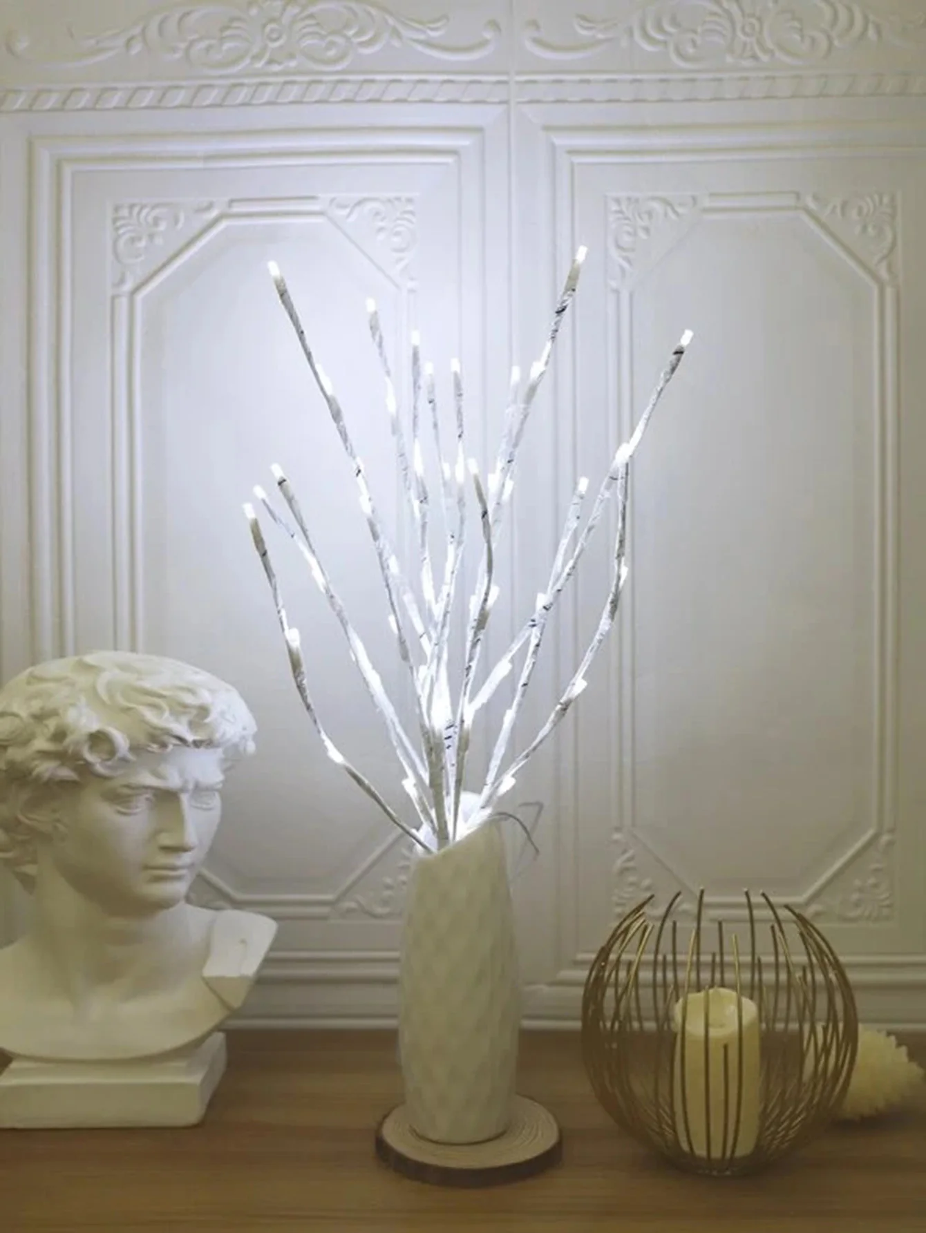 White Birch Branch Lights Battery Operated 20 LED Fairy Lights Willow Branches for Home Bedroom Inside Outdoor Decoration