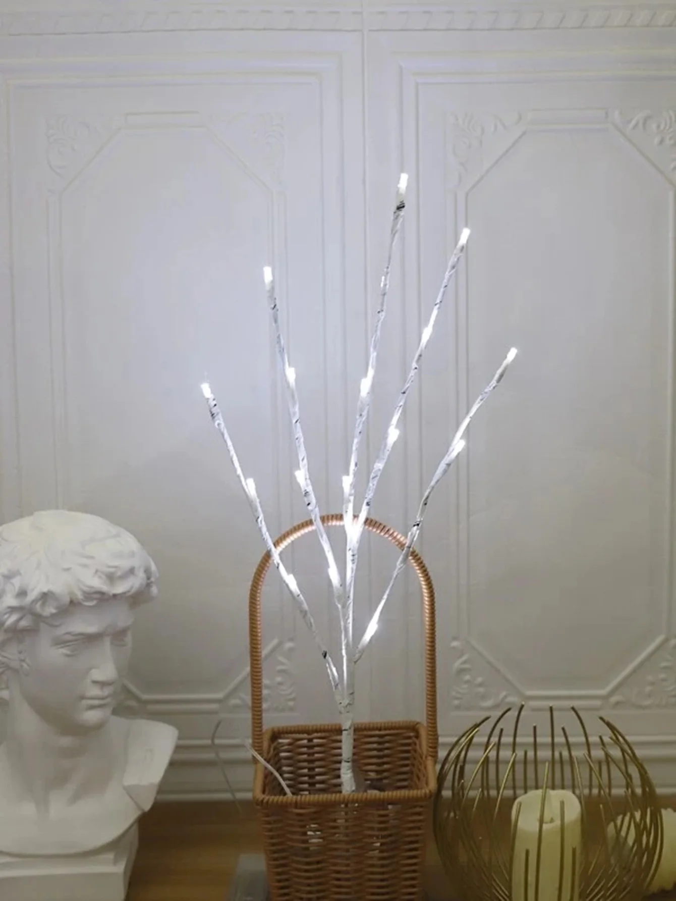 White Birch Branch Lights Battery Operated 20 LED Fairy Lights Willow Branches for Home Bedroom Inside Outdoor Decoration