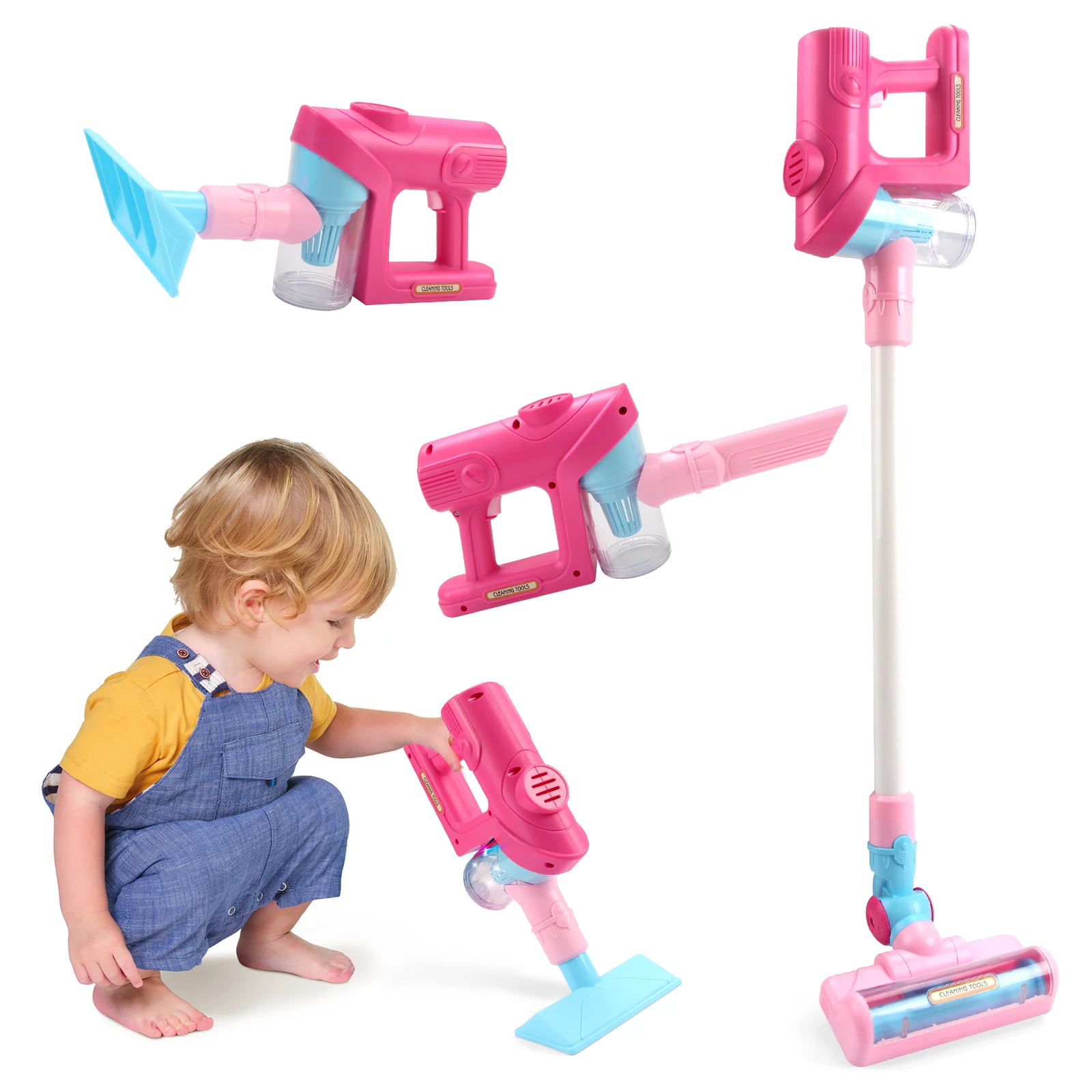 Electric Mini Vacuum Cleaner Simulation Housework Dust Catcher with Light and Music for Kids Gifts Educational Pretend Play Toys