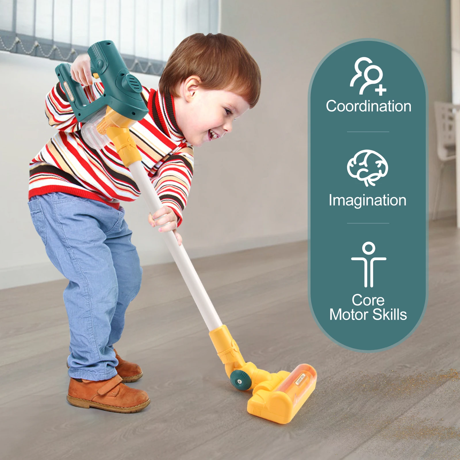 Electric Mini Vacuum Cleaner Simulation Housework Dust Catcher with Light and Music for Kids Gifts Educational Pretend Play Toys