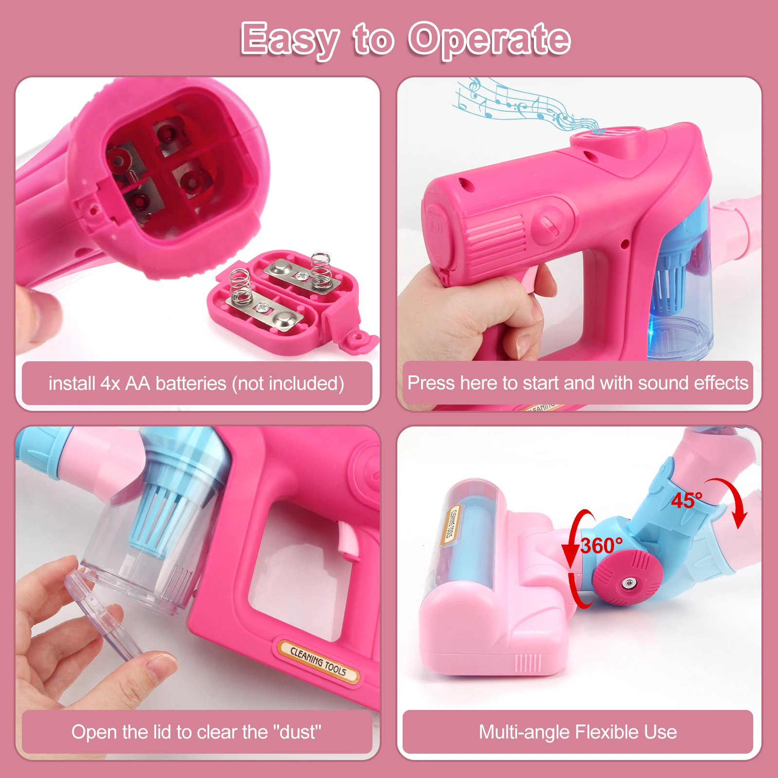 Electric Mini Vacuum Cleaner Simulation Housework Dust Catcher with Light and Music for Kids Gifts Educational Pretend Play Toys