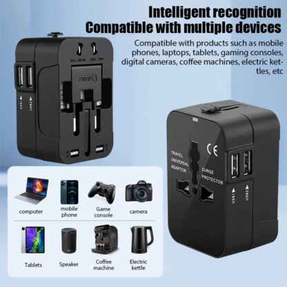 ⁦מתאם נסיעות אוניברסלי עם יציאת USB כפולה⁩ – תמונה ⁦5⁩