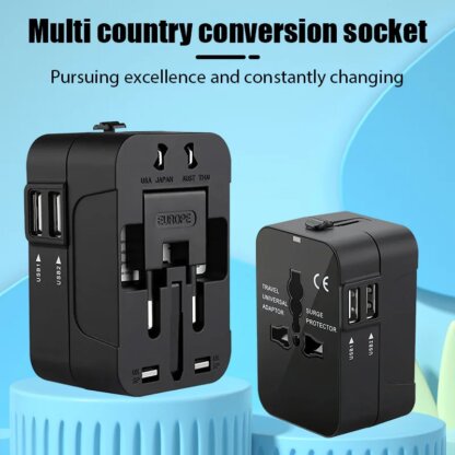 ⁦מתאם נסיעות אוניברסלי עם יציאת USB כפולה⁩ – תמונה ⁦2⁩
