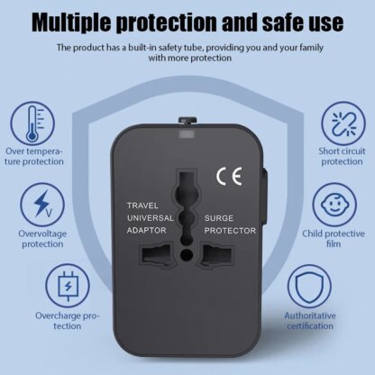 ⁦מתאם נסיעות אוניברסלי עם יציאת USB כפולה⁩ – תמונה ⁦3⁩