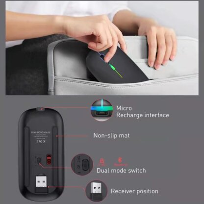 ⁦עכבר אלחוטי RGB נטען Bluetooth 2.4G⁩ – תמונה ⁦6⁩