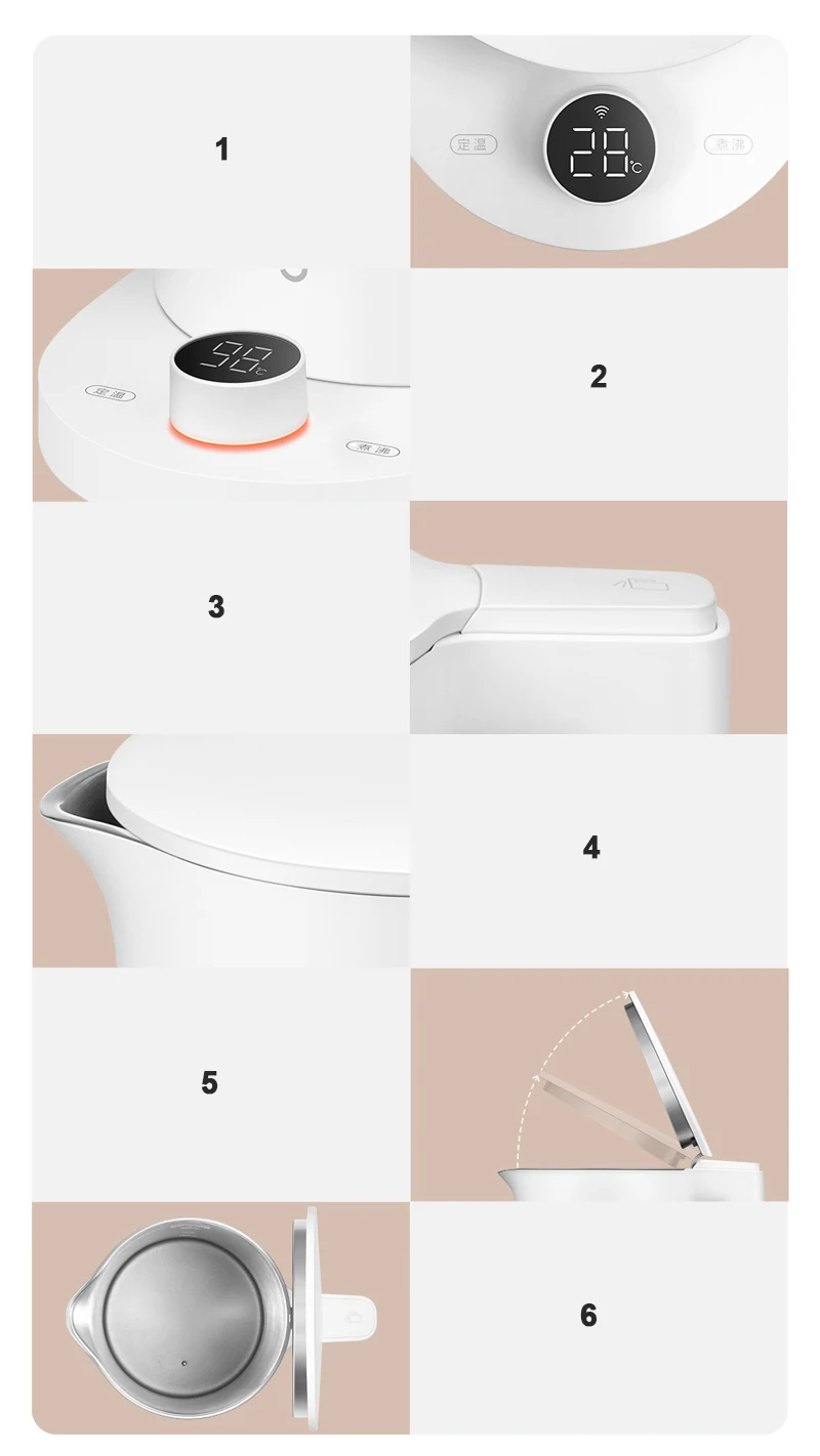 XIAOMI MIJIA Thermostatic Electric Kettles 2 Pro,Tea Kettle for Hot Water, Coffee & Tea,1.7L,With Auto Shut-Off,220V,CN Version