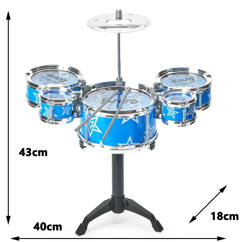 Jazz Drum Set for Kids 5 Drums Kits with Small Stool Drum Stick Set Music Instrument Educational Toys Beginners Gifts Boys Girls Jazz Drum Set for Kids 5 Drums Kits with Small Stool Drum Stick Set Music Instrument Educational Toys Beginners Gifts Boys Girls
