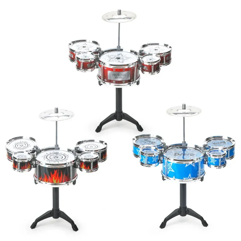 Jazz Drum Set for Kids 5 Drums Kits with Small Stool Drum Stick Set Music Instrument Educational Toys Beginners Gifts Boys Girls Jazz Drum Set for Kids 5 Drums Kits with Small Stool Drum Stick Set Music Instrument Educational Toys Beginners Gifts Boys Girls