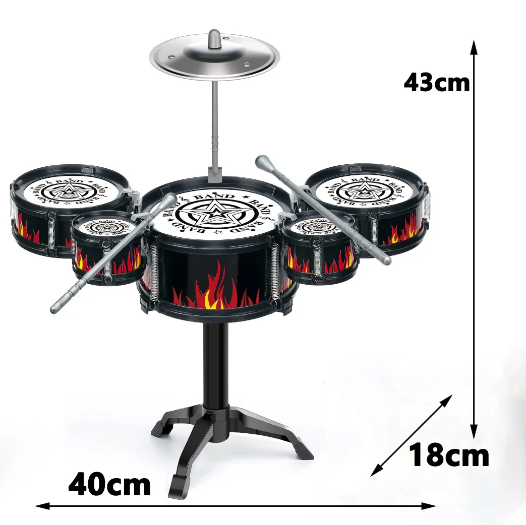 Jazz Drum Set for Kids 5 Drums Kits with Small Stool Drum Stick Set Music Instrument Educational Toys Beginners Gifts Boys Girls Jazz Drum Set for Kids 5 Drums Kits with Small Stool Drum Stick Set Music Instrument Educational Toys Beginners Gifts Boys Girls