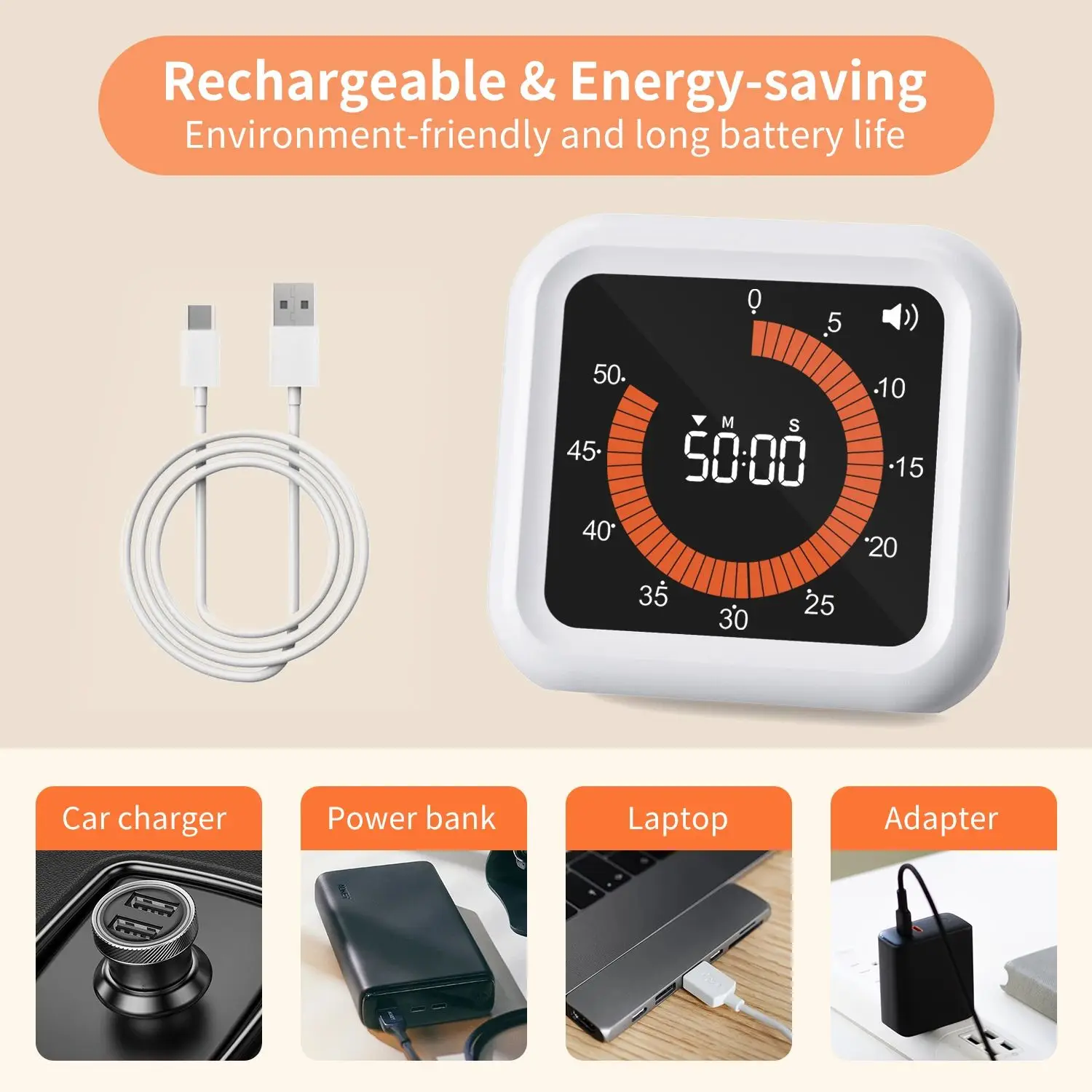 New Rotary Timer Smart Silent Visual Analog Timer For Kids and Adults Optional Alert Hour Meter For Kitchen Indoor Reading Room