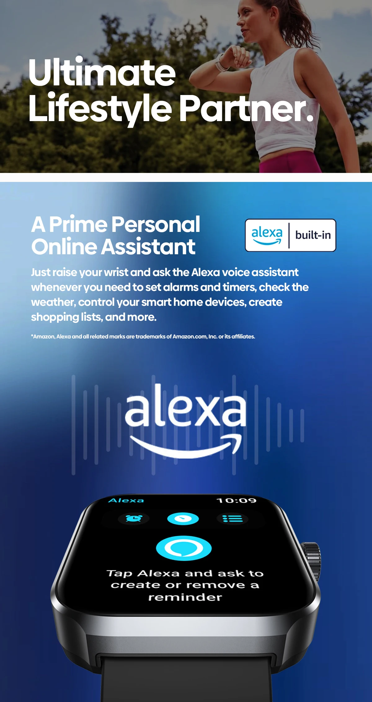 New Zeblaze Beyond 3 Plus GPS Smart Watch 1.78'' AMOLED Display Built-in Amazon Alexa Make/Receive Phone Calls 3ATM Smartwatch