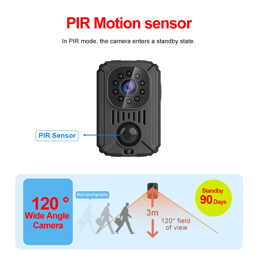 MD31 Mini PIR Video Body Camera Back Clip Photography DV Smart Camera HD 1080P Recorder Motion Activated Small For Car Nanny Cam