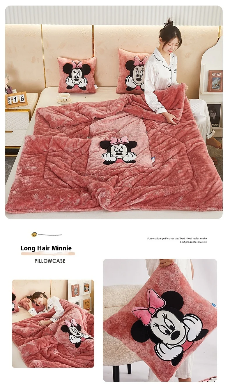 Disney Cartoon Peripherals Stitch Losto piggy Arctic Velvet Pillow Quilt Dual Purpose Double Sided Napping Air Conditioner Gifts