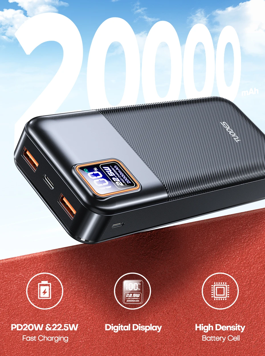 Tuodes Power Bank 20000mAh PD20W External Large Battery Capacity 22.5W Fast Charging Portable Charger For iPhone Samsung Xiaomi
