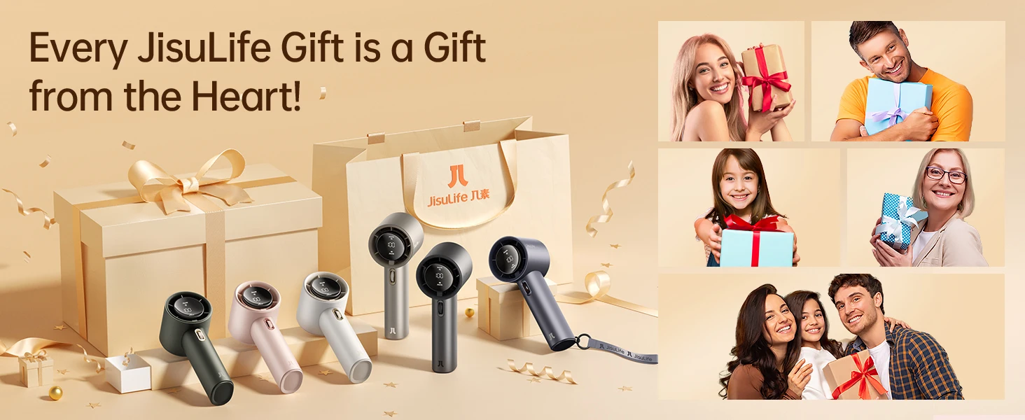 JISULIFE Mini Portable Hand Fan, 100 Wind Speeds, 5000mAh USB Battery Rechargeable, LED Digital Display, Travel,Camping,Outdoor