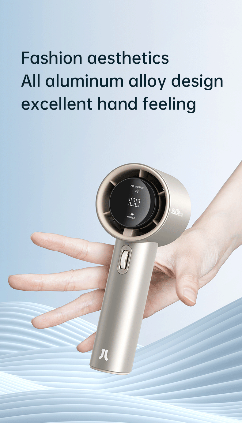JISULIFE Mini Portable Hand Fan, 100 Wind Speeds, 5000mAh USB Battery Rechargeable, LED Digital Display, Travel,Camping,Outdoor