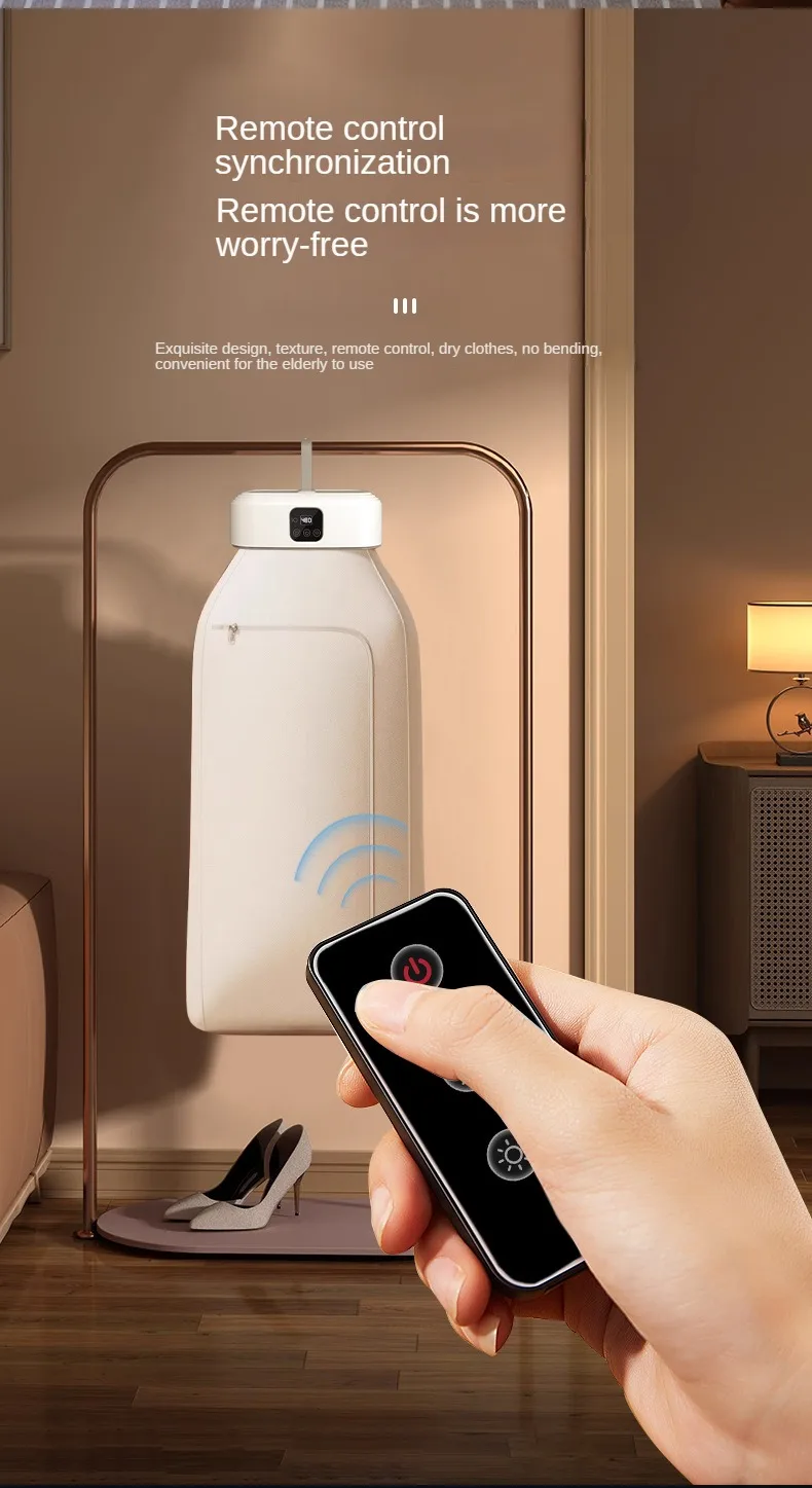 Portable Folded Electric Clothes Dryer Remote Control Multifunctional Dryer Machine MinTravel Warm Laundry Dryer with TimingHome