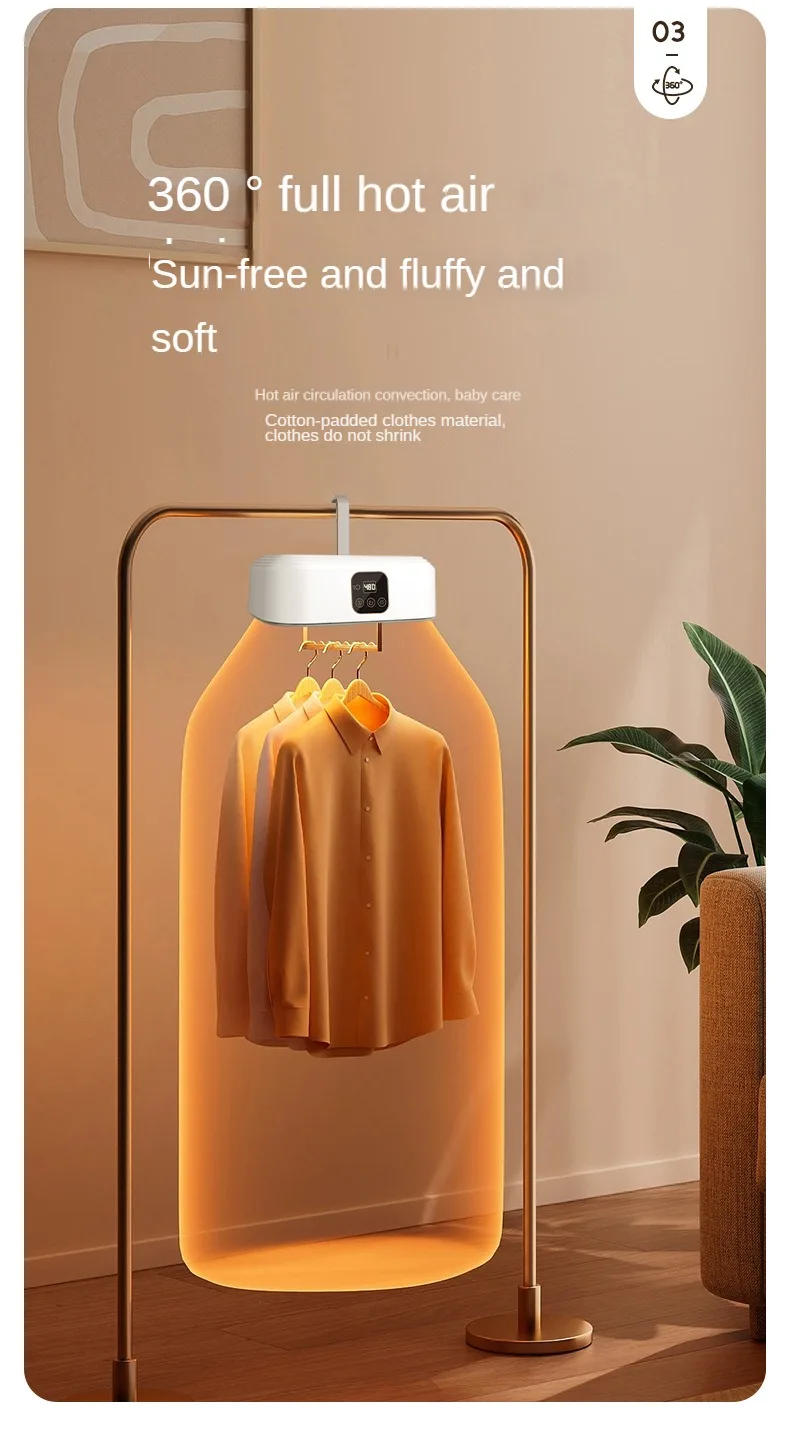 Portable Folded Electric Clothes Dryer Remote Control Multifunctional Dryer Machine MinTravel Warm Laundry Dryer with TimingHome